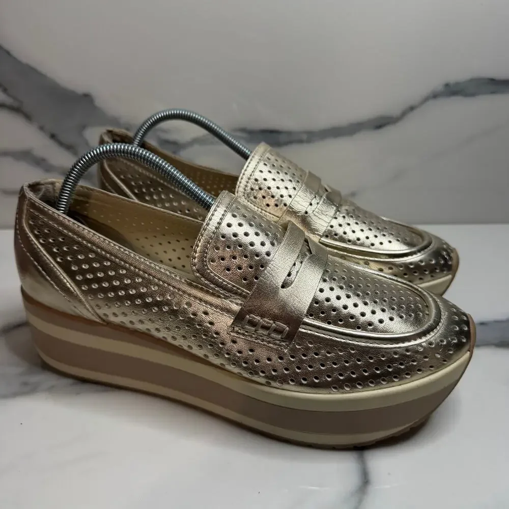 Dolce Vita Women's Gold Metallic Platform Janine Loafer Sz 8.5 Fashion Sneakers - Picture 1 of 7